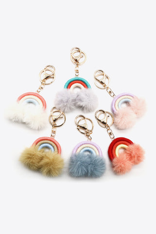 HGA Assorted 4-Pack Rainbow Pom Pom Keychain - Hot Girl Apparel