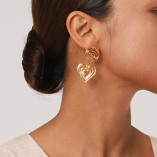 HGA Twisted Heart Gold Statement  Earrings