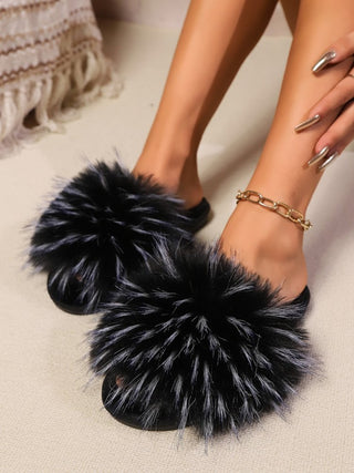 Hot Girl Pom Pom Fuzzy Open Toe Slippers