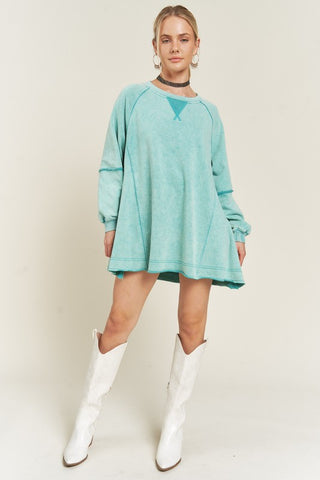 Hot Girl Jade By Jane Color Wash Exposed Seam Tunic Sweatshirt