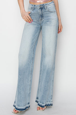 Hot Girl Risen Full Size High Rise Wide Leg Jeans In Light Wash