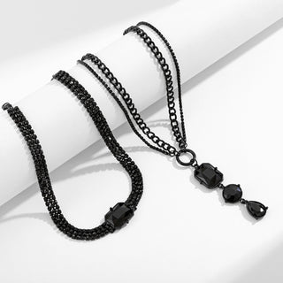 Hot Girl Dark Magic Glass Stone  Necklace In Black - Hot Girl Apparel