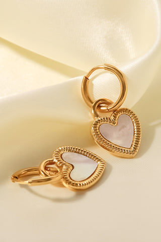 HGA Vintage Love Shell Heart Drop Gold Earrings