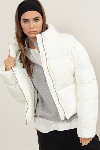 Hot Girl HYFVE Quilted Drawstring Classic Cropped Puffer Jacket In White