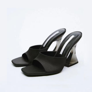 Hot Girl Acrylic Heel Parisa Open Toe High Heel Sandals