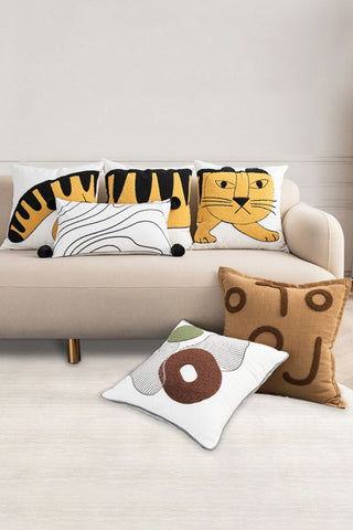 HGA Tiger 3-Pack Punch-Needle Embroidery Decorative Throw Pillow Cases - Hot Girl Apparel