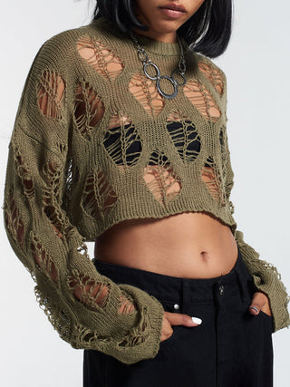 Hot Girl Grunge Cutout Cropped Long Sleeve Top