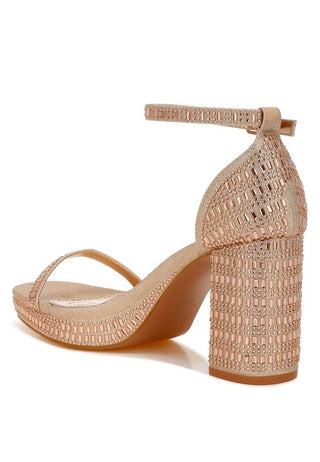 Hot Girl X London Rag Ronan Rhinestone Embellished Block Sandals