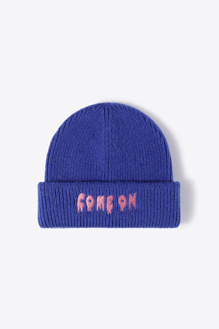 Hot Girl COME ON Embroidered Knit Beanie