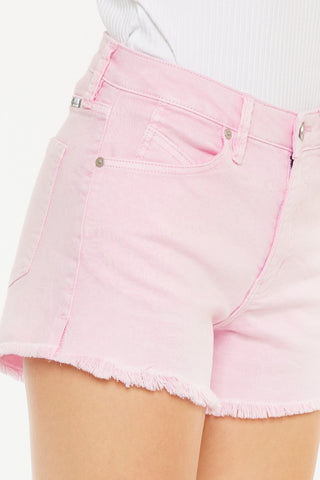 Hot Girl X Kancan Raw Hem High Waist Denim Shorts In Pink