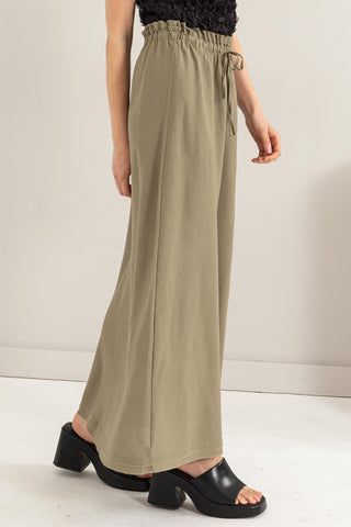 Hot Girl Drawstring Washed Linen Maxi Skirt In Olive - Hot Girl Apparel