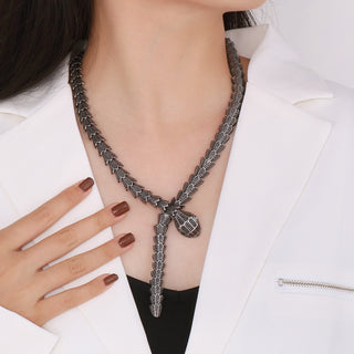 Hot Girl Venom Snake Shaped Necklace In Silver - Hot Girl Apparel