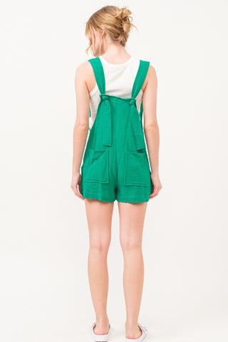 Hot Girl The Why Button Up Tie Back Sleeveless Romper In Green - Hot Girl Apparel