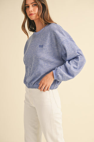 Hot Girl MABLE Malibu Vintage  Embroidered Cropped Sweatshirt In Blue