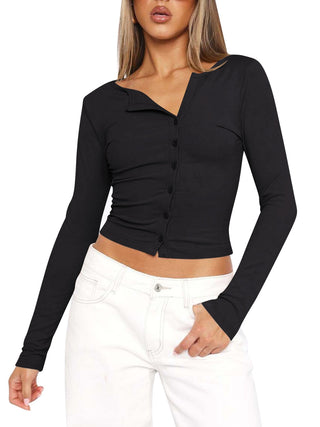 Hot Girl Button Up Long Sleeve T-Shirt