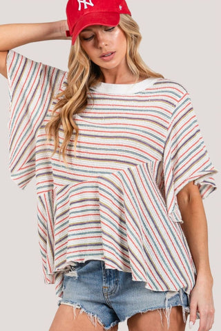 Hot Girl SAGE + FIG Loose Fit Boho Striped Cotton Top