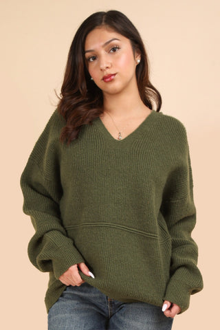 Hot Girl Like Home Seam Detail Cotton Hooded Sweater In Olive