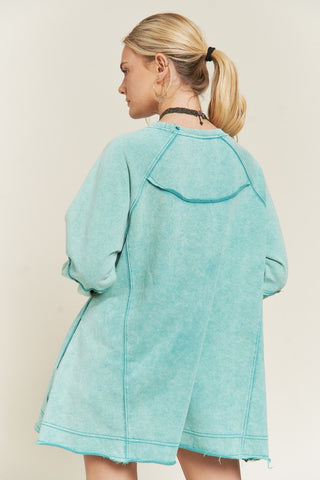 Hot Girl Jade By Jane Color Wash Exposed Seam Tunic Sweatshirt