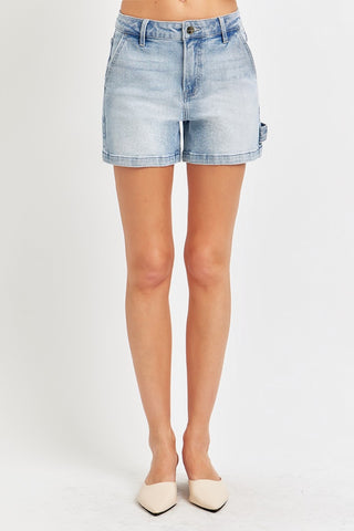 Hot Girl Risen High Rise Utility Denim Shorts In Light Wash