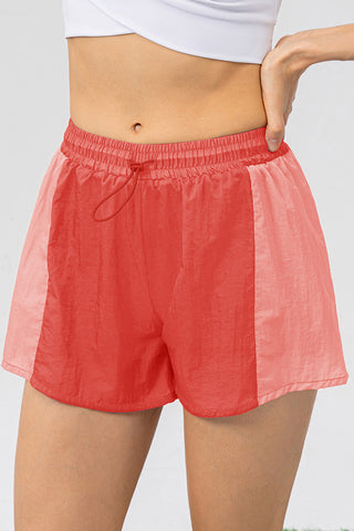 Hot Girl Color Block Drawstring Lined Active Shorts With Pocket - Hot Girl Apparel