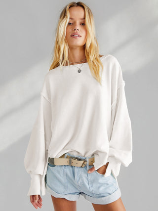 Hot Girl Exposed Seam Loose Fit Long Sleeve T-Shirt