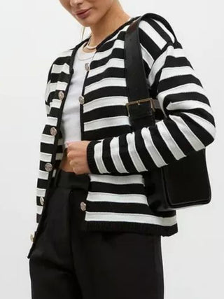 Hot Girl Old Money Striped Cardigan