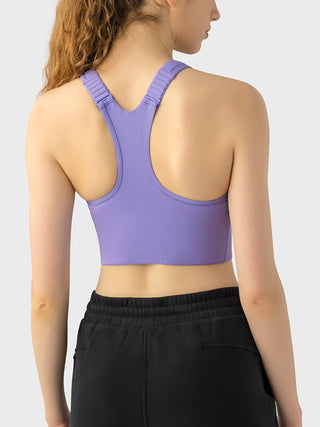 Hot Girl STRETCH Racerback Front Zip Sport Bra