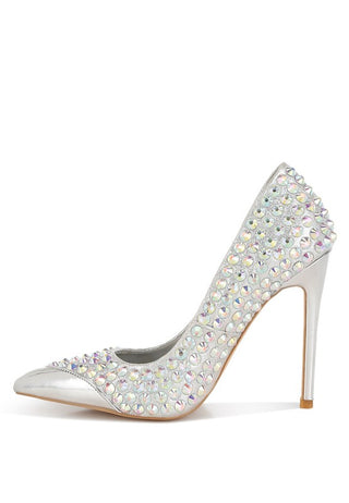 Hot Girl X London Rag Super Fan Diamante Embellished Stiletto Pumps