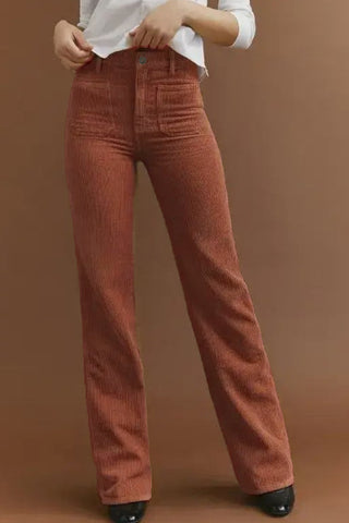 Hot Girl High Waist Straight Leg Corduroy Pants