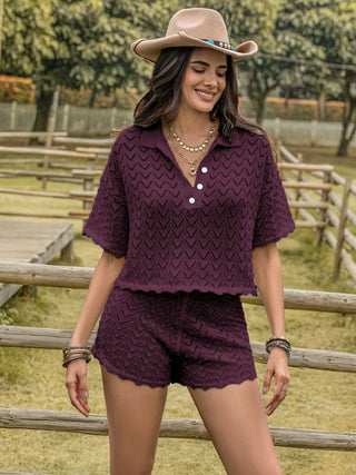 Hot Girl Emilie Eyelet Short Sleeve Top and Short Set - Hot Girl Apparel