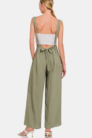 Hot Girl Pocketed Wide Leg Overalls In Olive - Hot Girl Apparel