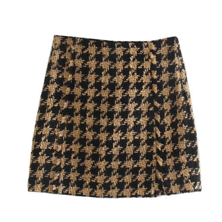 Hot Girl Gold Digger Plaid Tweed Two Piece Skirt Set - Hot Girl Apparel