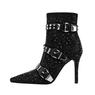 Hot Girl Stud Buckle Motorcycle Suede Ankle Boots - Hot Girl Apparel