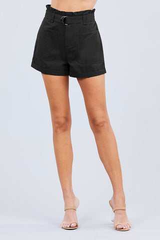 Hot Girl Belted Cotton Shorts In Black - Hot Girl Apparel