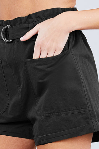 Hot Girl Belted Cotton Shorts In Black - Hot Girl Apparel