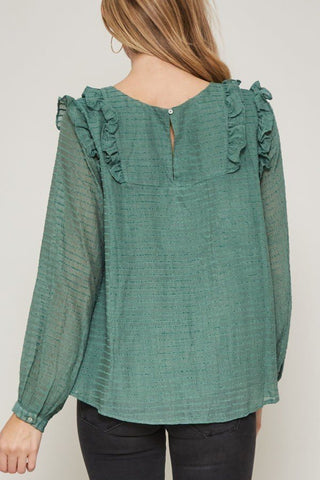 Hot Girl Striped Sheer Boho Long Sleeve Top In Green - Hot Girl Apparel