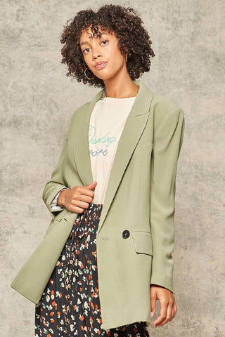 Hot Girl Sophie Chic Woven Blazer Jacket In Sage