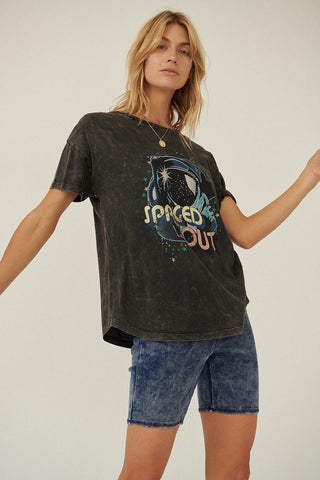 Hot Girl Spaced Out Mineral Washed Graphic Tee - Hot Girl Apparel