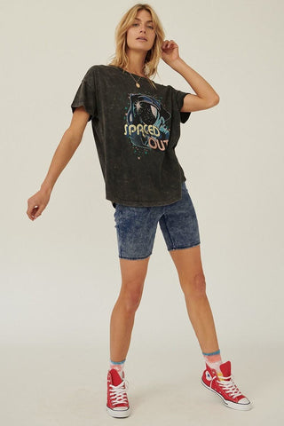 Hot Girl Spaced Out Mineral Washed Graphic Tee - Hot Girl Apparel