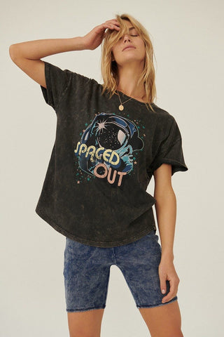 Hot Girl Spaced Out Mineral Washed Graphic Tee - Hot Girl Apparel