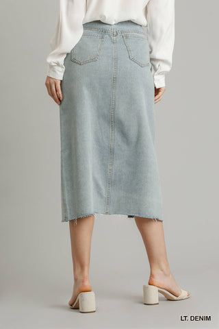 Hot Girl Asymmetrical Waist Buttoned Split Denim Skirt - Hot Girl Apparel