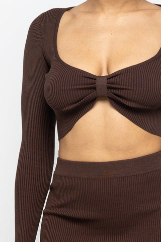 Hot Girl Coco High Slit Skirt Two Piece Set In Chocolate Brown - Hot Girl Apparel