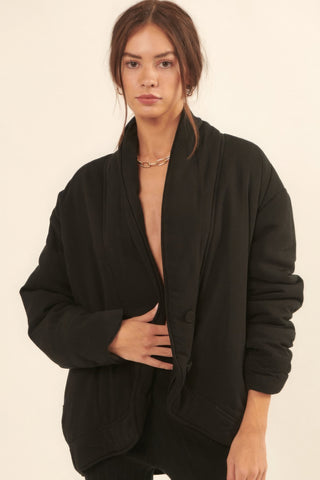 Hot Girl Solid Woven Jacket In Black