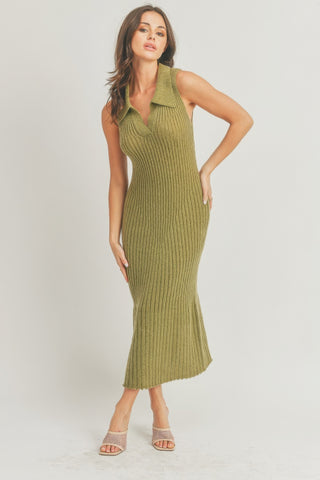 Hot Girl Soft And Cozy Warm Knit Midi Dress In Olive