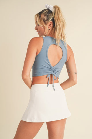 Hot Girl Corset Inspired Cropped Open Back Tank Top In Robin Egg Blue - Hot Girl Apparel