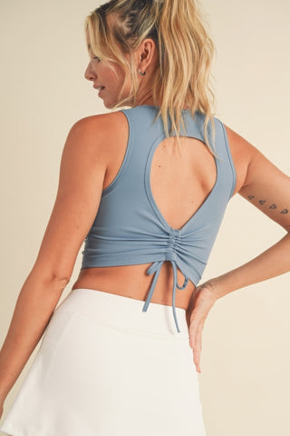 Hot Girl Corset Inspired Cropped Open Back Tank Top In Robin Egg Blue - Hot Girl Apparel