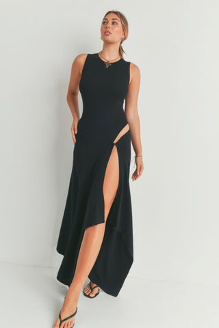 Hot Girl Sylvie Slit Maxi Dress In Black
