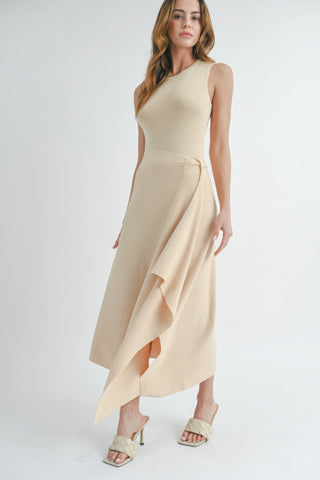 Hot Girl Classic Flow Asymmetrical Maxi Dress In Cream - Hot Girl Apparel