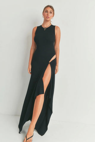 Hot Girl Sylvie Slit Maxi Dress In Black - Hot Girl Apparel