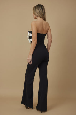 Hot Girl Buckle Accent Strapless Jumpsuit In Black - Hot Girl Apparel